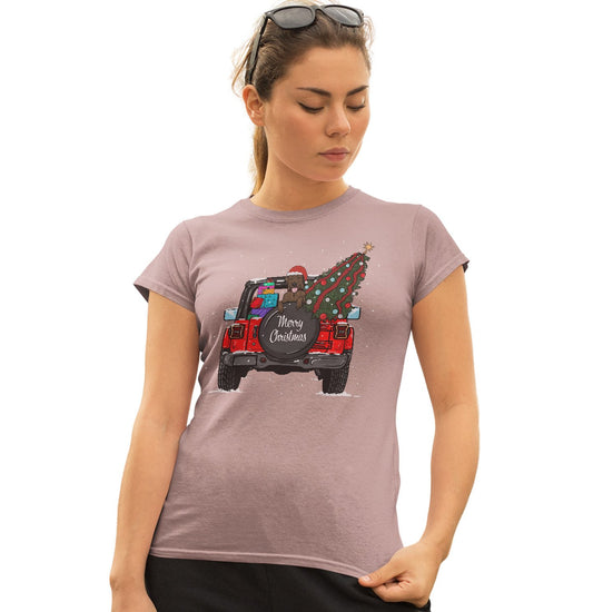 Animal Pride - Christmas Jeep Chocolate Lab - Women's Fitted T-Shirt