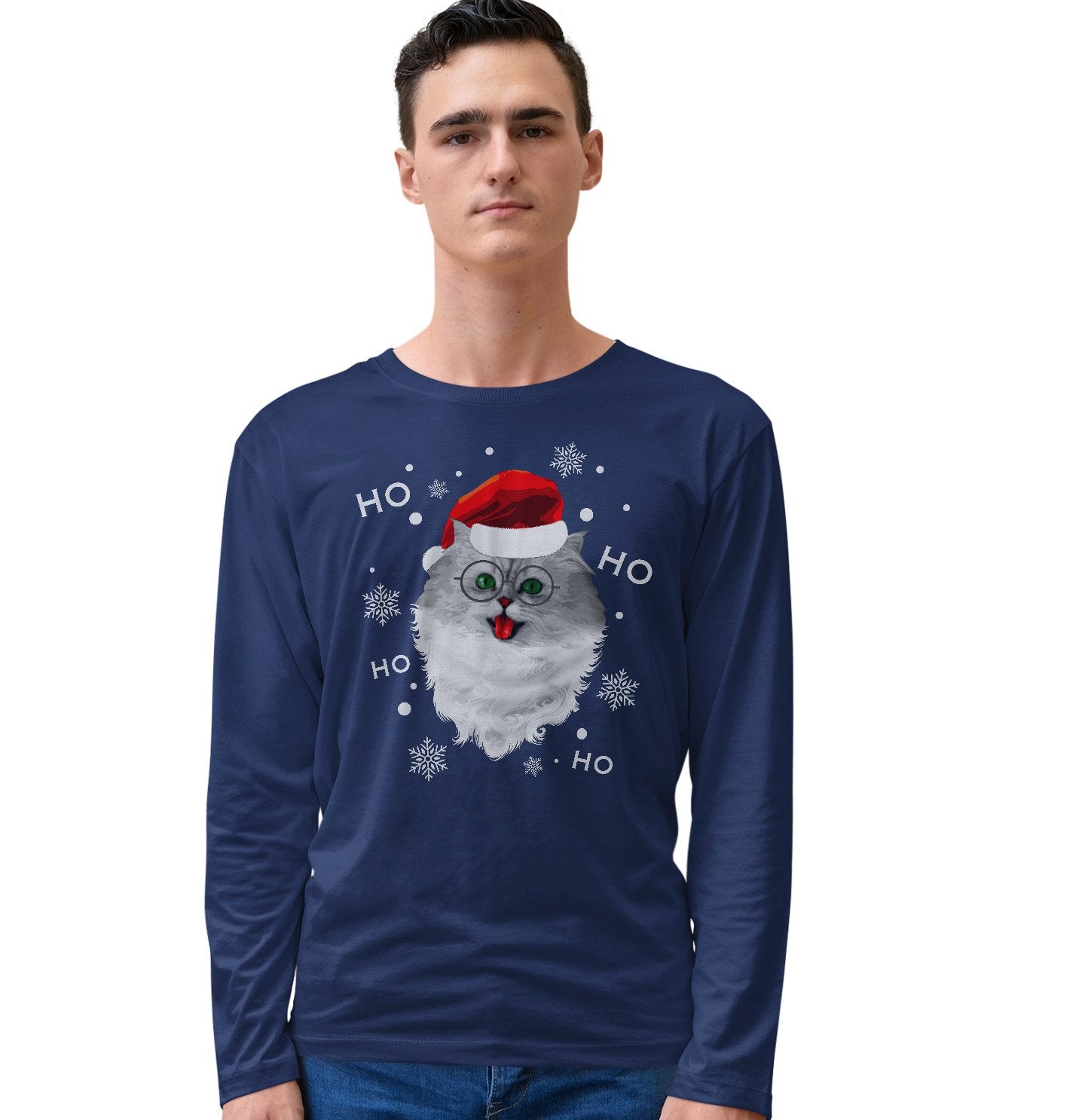 Santa Cat - Adult Unisex Long Sleeve T-Shirt