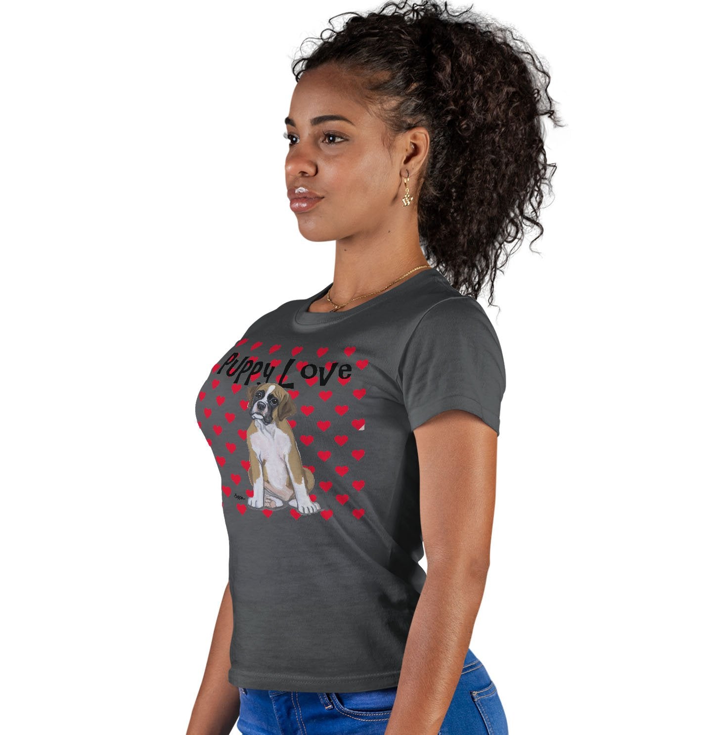 Boxer Puppy Love - Women's Fitted T-Shirt