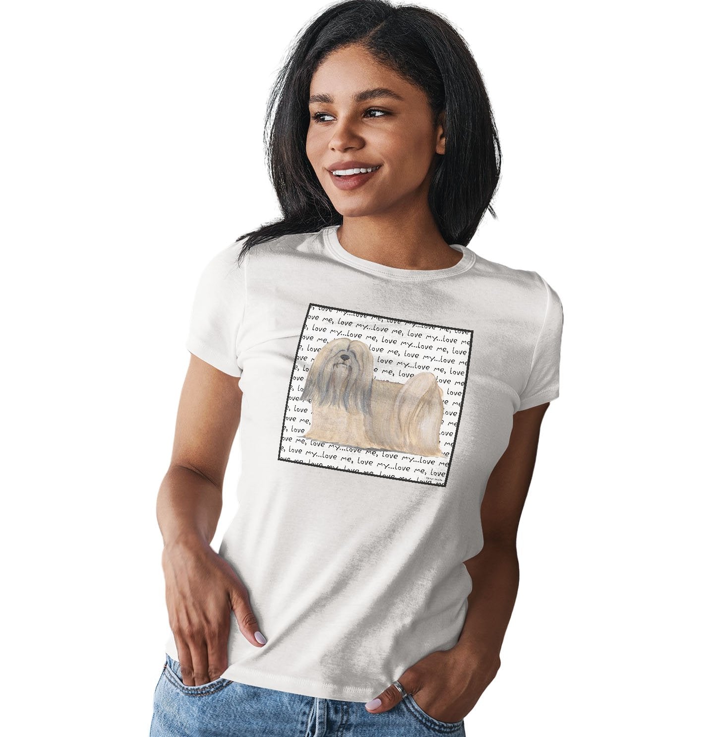 Lhasa Apso Love Text - Women's Fitted T-Shirt