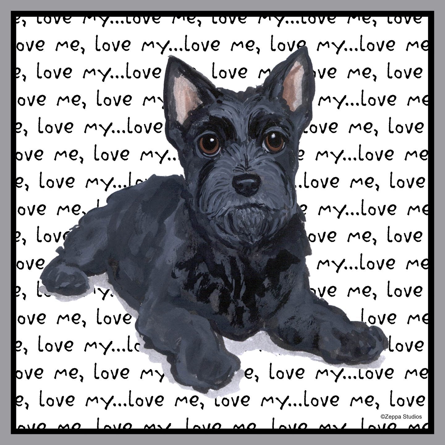 Scottie Puppy Love Text - Adult Unisex Hoodie Sweatshirt