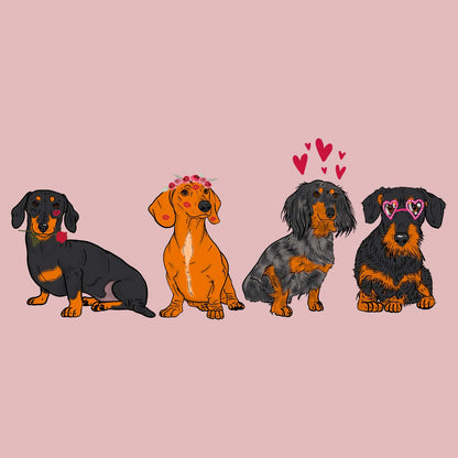 Dachshund Love Line Up - Women's Fitted T-Shirt