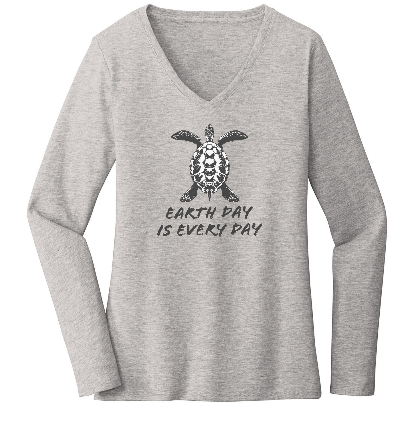 Earth Day is Every Day Sea Turtle - Women's V-Neck Long Sleeve T-Shirt