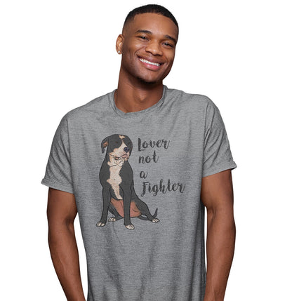 Black & White Pit Bull Lover Not Fighter - Adult Unisex T-Shirt