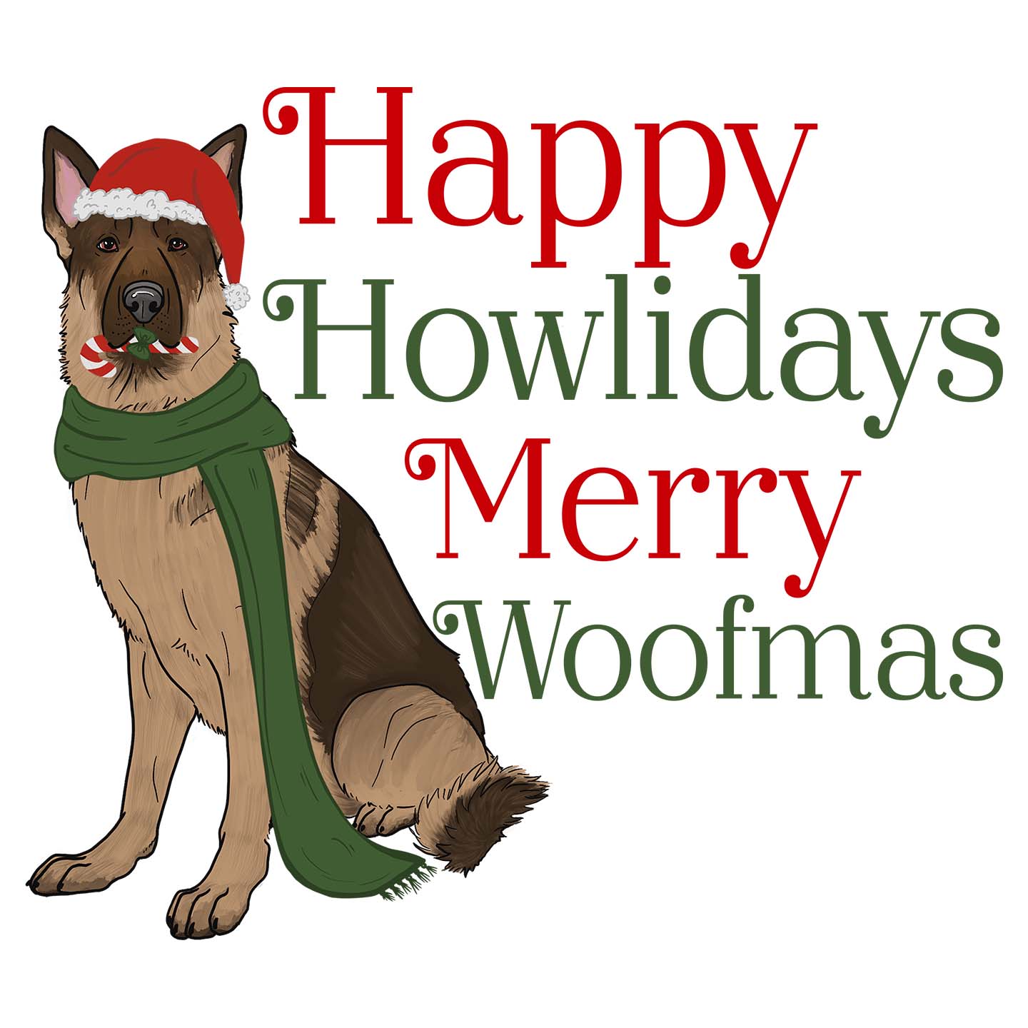 Merry Woofmas German Shepherd - Adult Unisex Hoodie Sweatshirt