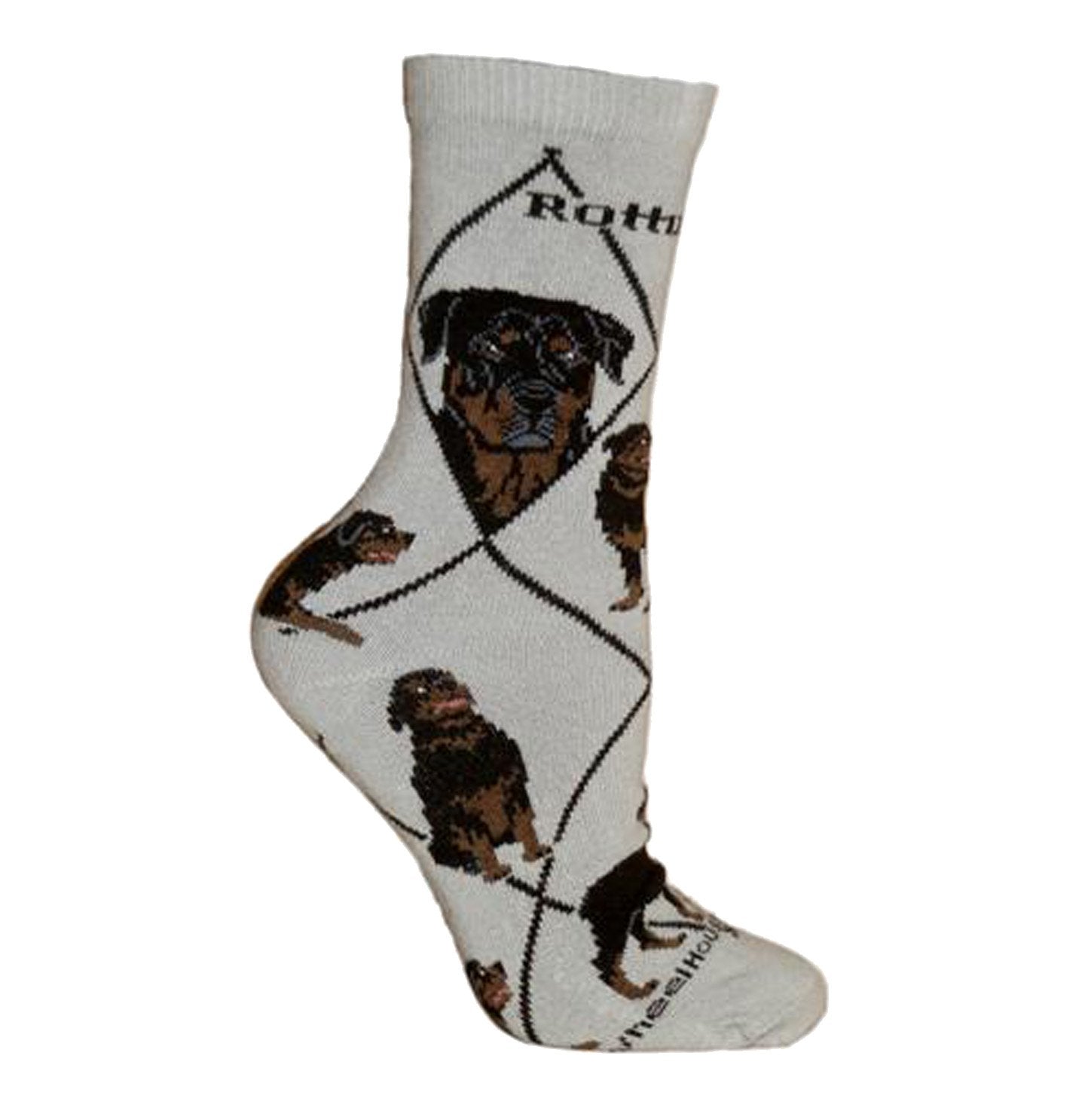 Animal Pride - Rottweiler on Grey - Adult Cotton Crew Socks