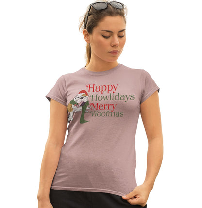 Animal Pride - Merry Woofmas Bulldog - Women's Fitted T-Shirt