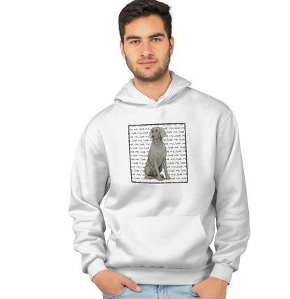 Animal Pride - Weimaraner Love Text - Adult Unisex Hoodie Sweatshirt