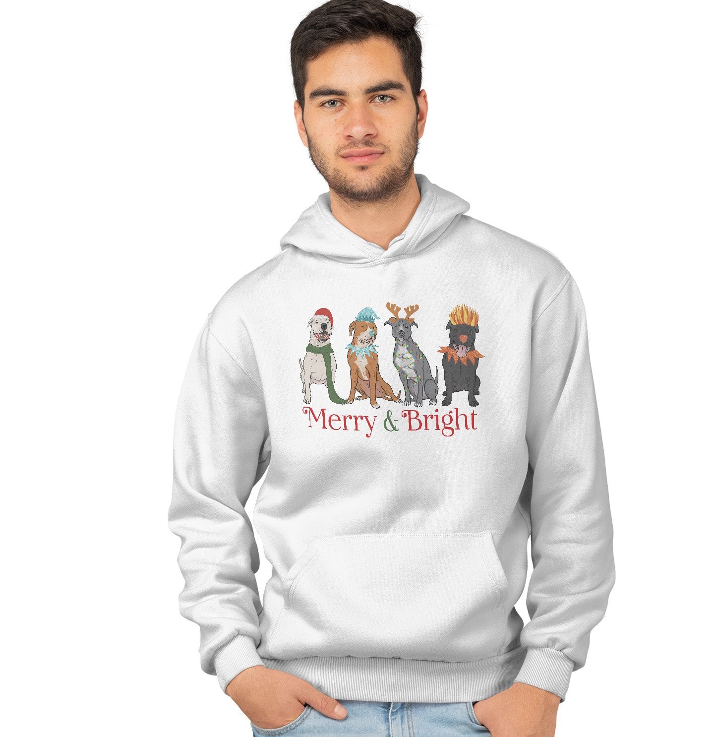 Animal Pride - Pit Bull Christmas Line Up - Adult Unisex Hoodie Sweatshirt