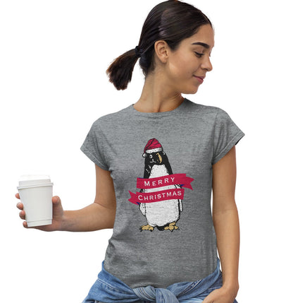 Merry Christmas Penguin - Women's Fitted T-Shirt