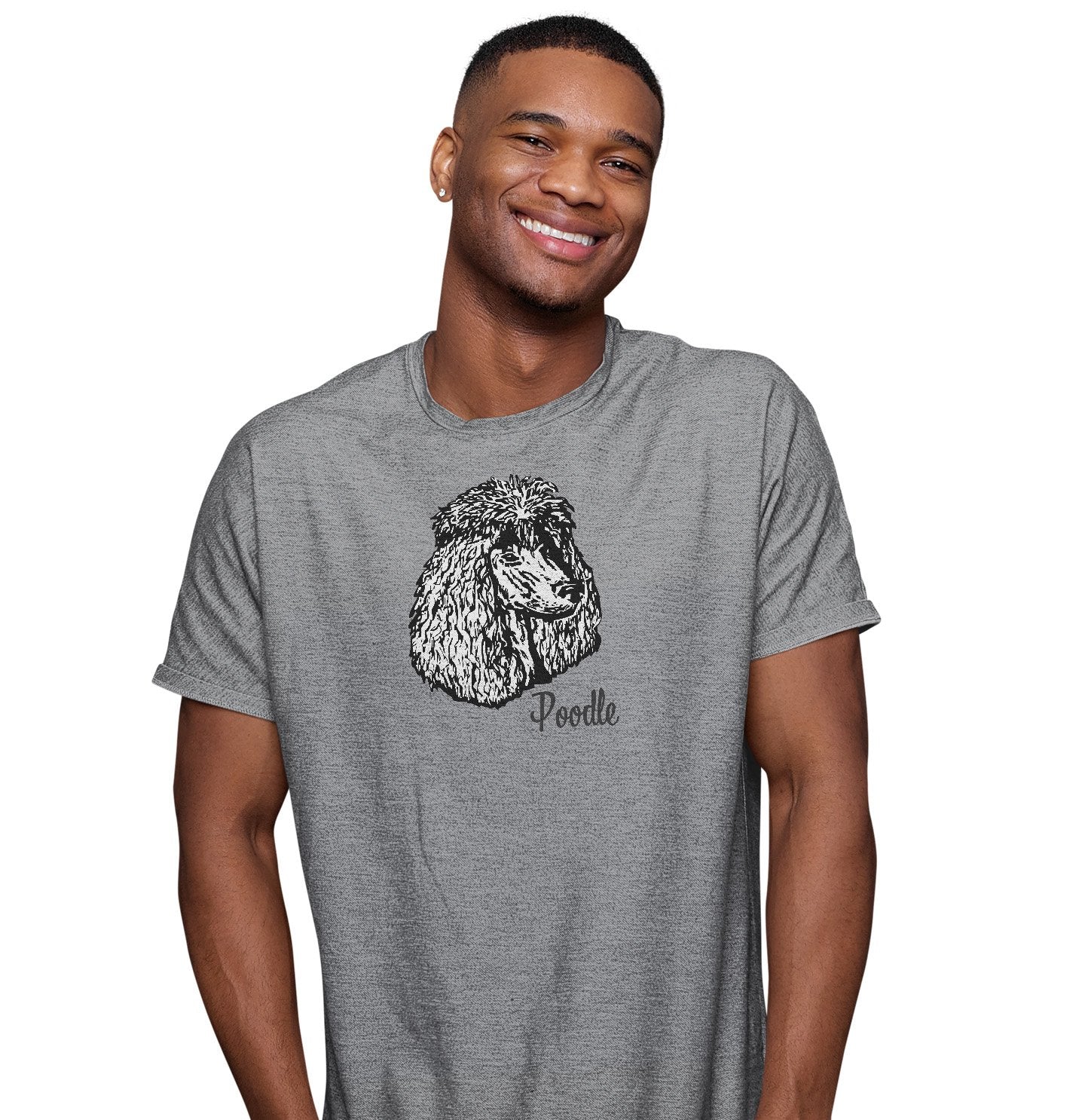 White Poodle Headshot - Adult Unisex T-Shirt