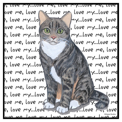 Tabby Love Text - Women's Fitted T-Shirt