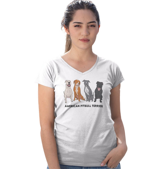Animal Pride - American Pit Bull Terrier Line Up - Women's V-Neck T-Shirt