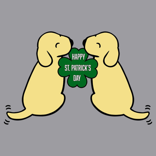 Happy St. Patrick's Day Yellow Lab Puppies - Adult Adjustable Face Mask