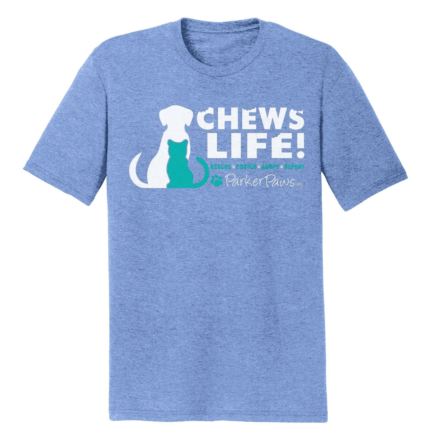 Parker Paws Logo Chews Life - Adult Tri-Blend T-Shirt