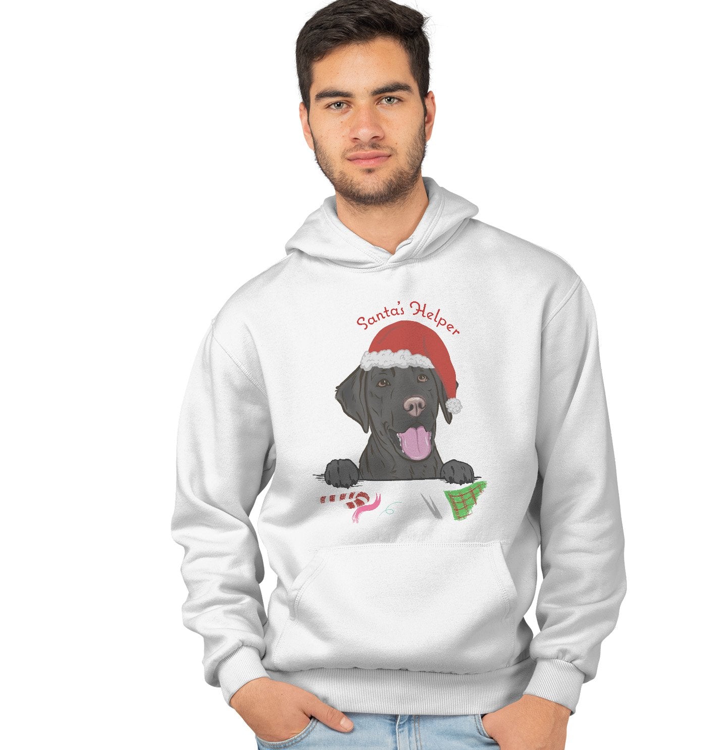 Animal Pride - Santa Helper Black Lab - Adult Unisex Hoodie Sweatshirt