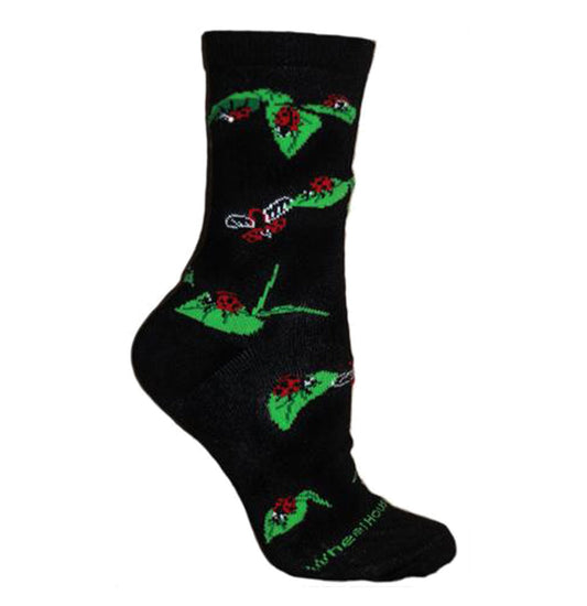 Animal Pride - Ladybugs on Black - Adult Cotton Crew Socks