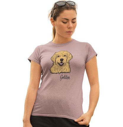 Golden Retriever Headshot - Women's Fitted T-Shirt