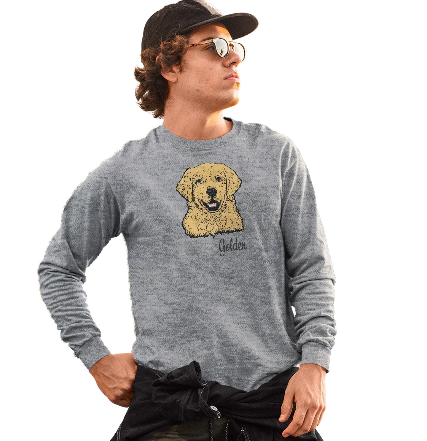 Animal Pride - Golden Retriever Headshot - Adult Unisex Long Sleeve T-Shirt