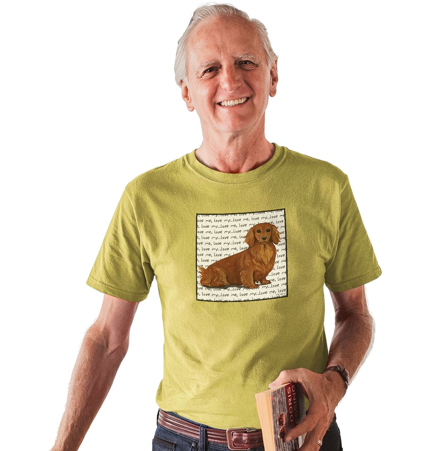 Animal Pride - Long Haired Dachshund Love Text - Adult Unisex T-Shirt