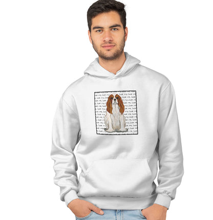 Blenheim Cavalier Love Text - Adult Unisex Hoodie Sweatshirt