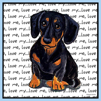 Black Dachshund Love Text - Adult Unisex T-Shirt