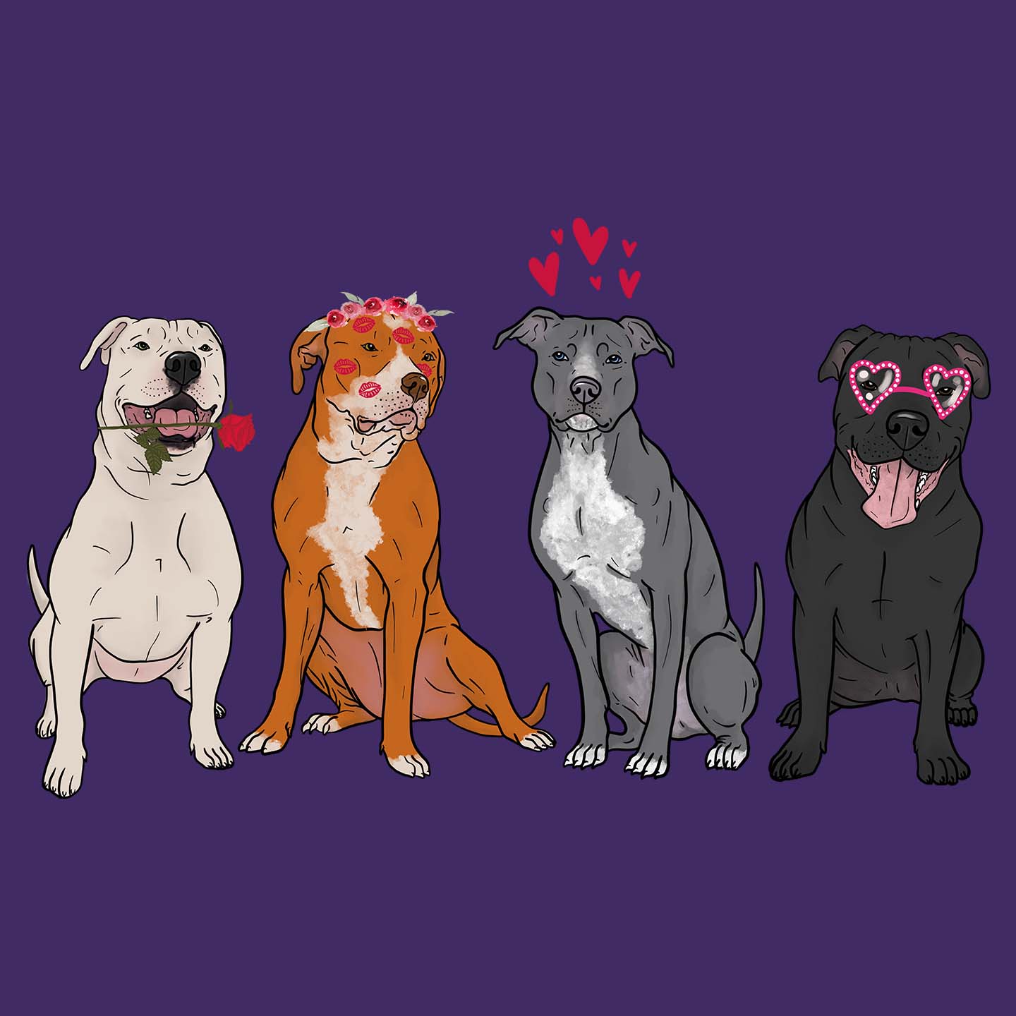 Pit Bull Love Line Up - Women's Fitted T-Shirt