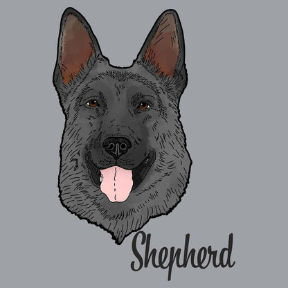 Black German Shepherd Headshot - Adult Unisex Long Sleeve T-Shirt