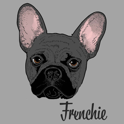 Grey Frenchie Headshot - Women's V-Neck T-Shirt