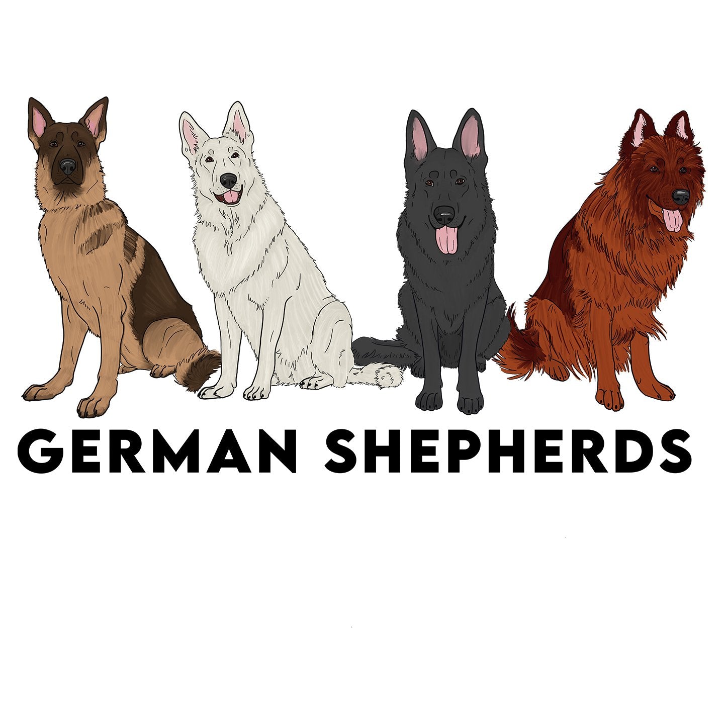 German Shepherd Lineup - Adult Unisex T-Shirt