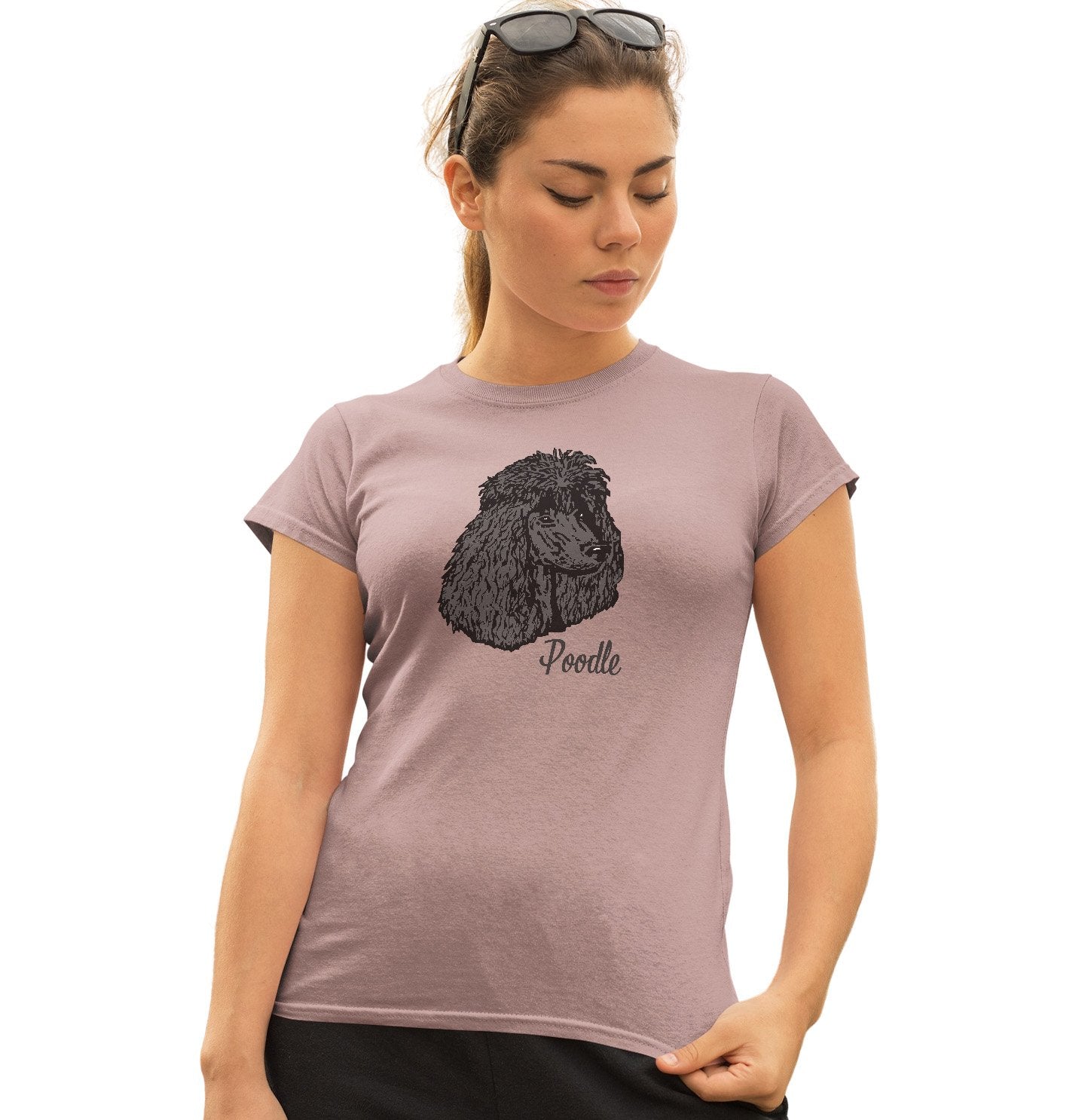 Black Poodle Headshot - Women's Fitted T-Shirt