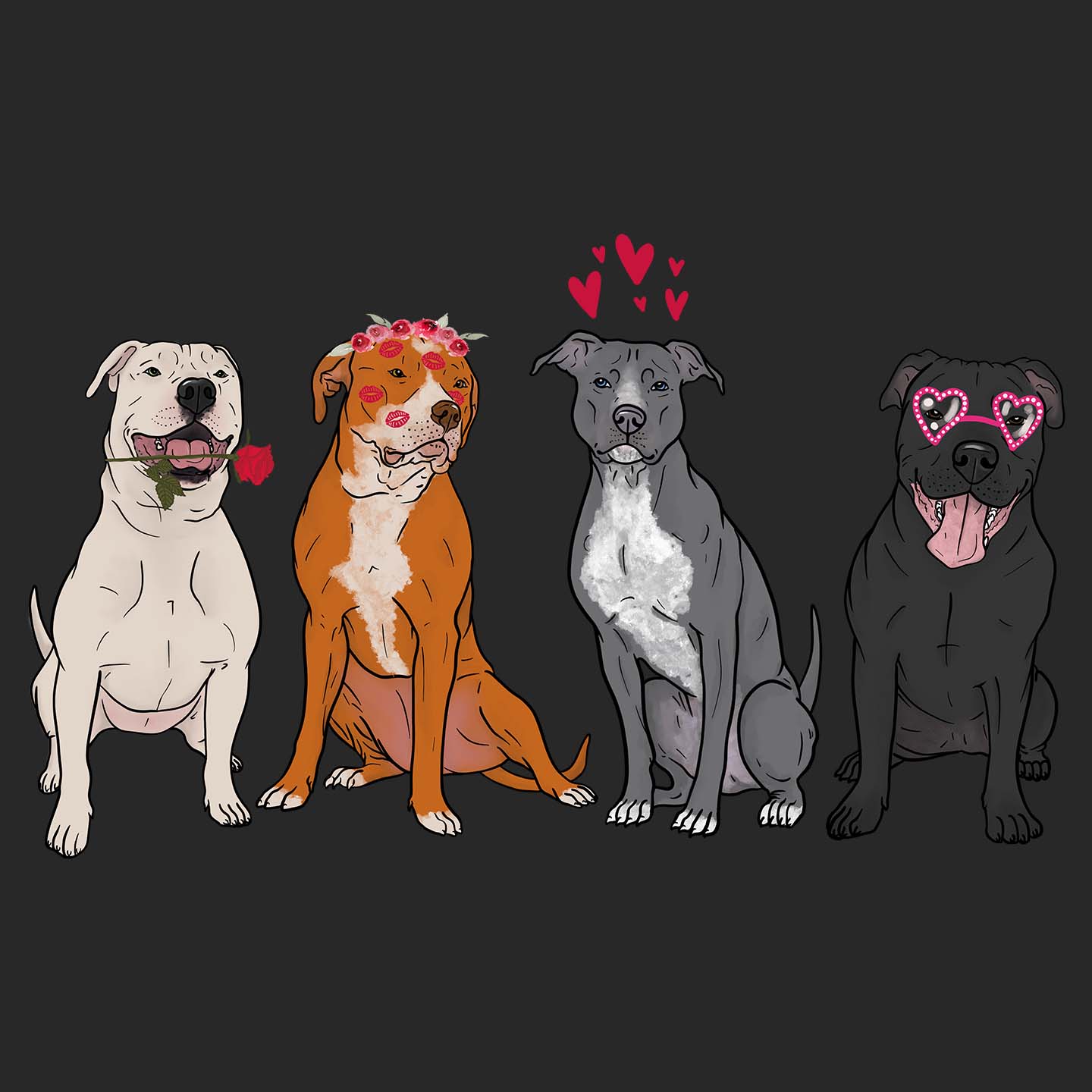 Pit Bull Love Line Up - Kids' Unisex T-Shirt