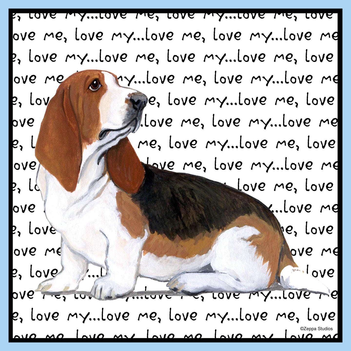 Basset Hound Love Text - Adult Unisex T-Shirt