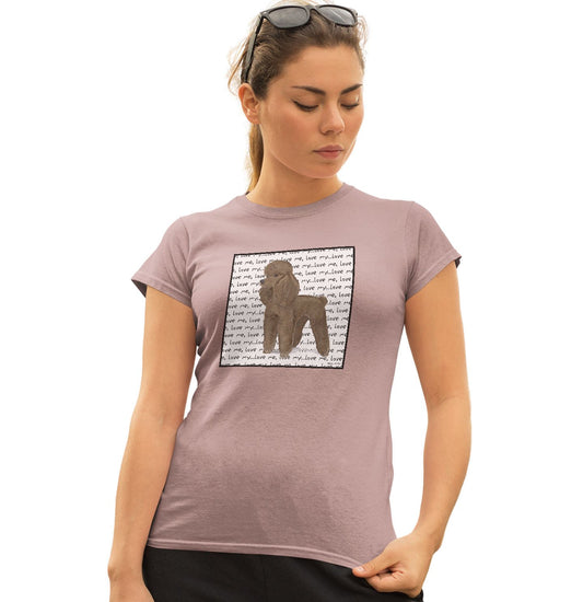 Animal Pride - Brown Poodle Love Text - Women's Fitted T-Shirt