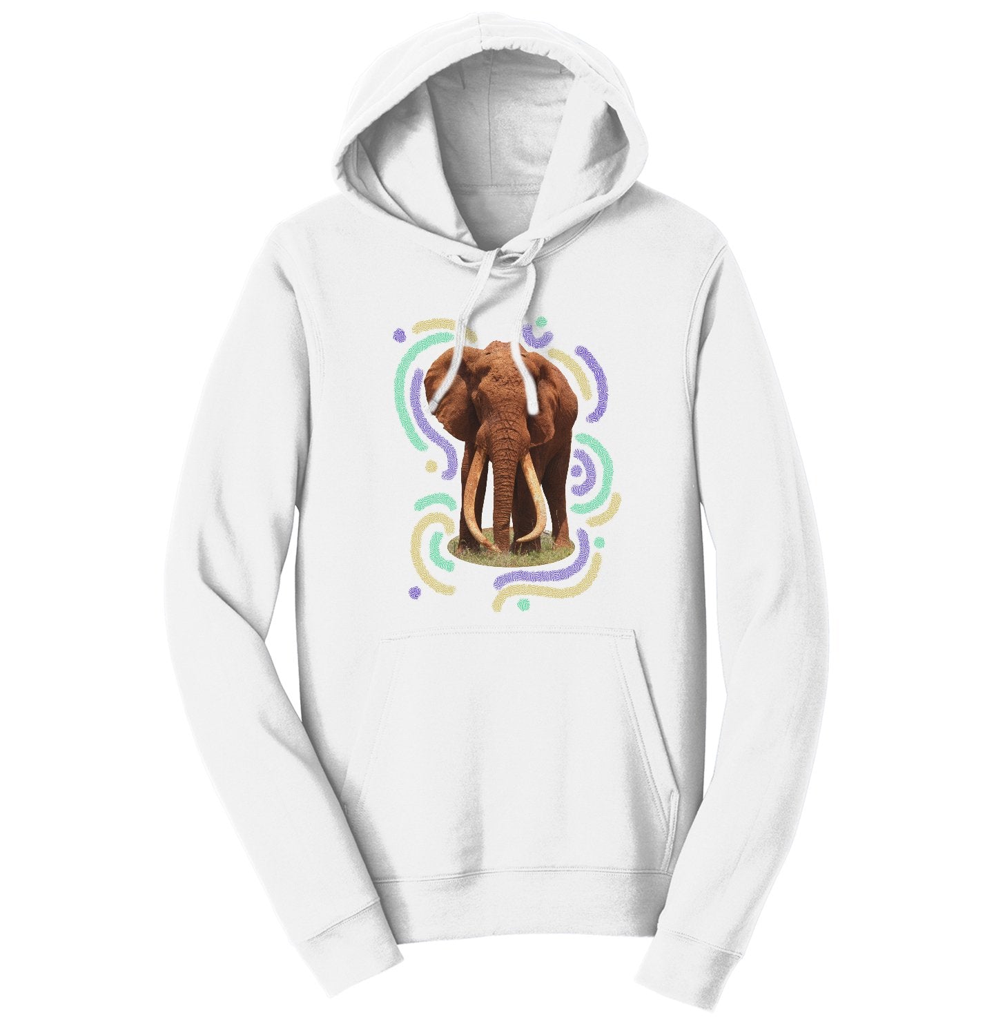 Wiggly Lines Elephant - Adult Unisex Hoodie Sweatshirt