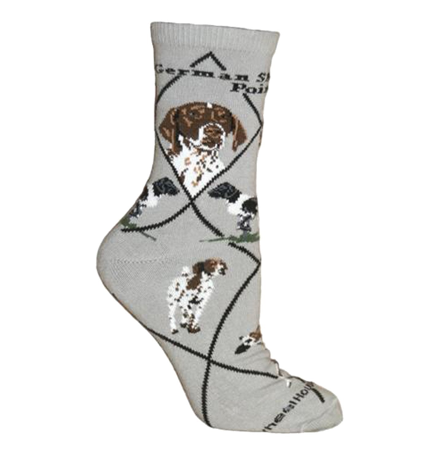 Animal Pride - German Shorthaired Pointer on Grey - Adult Cotton Crew Socks