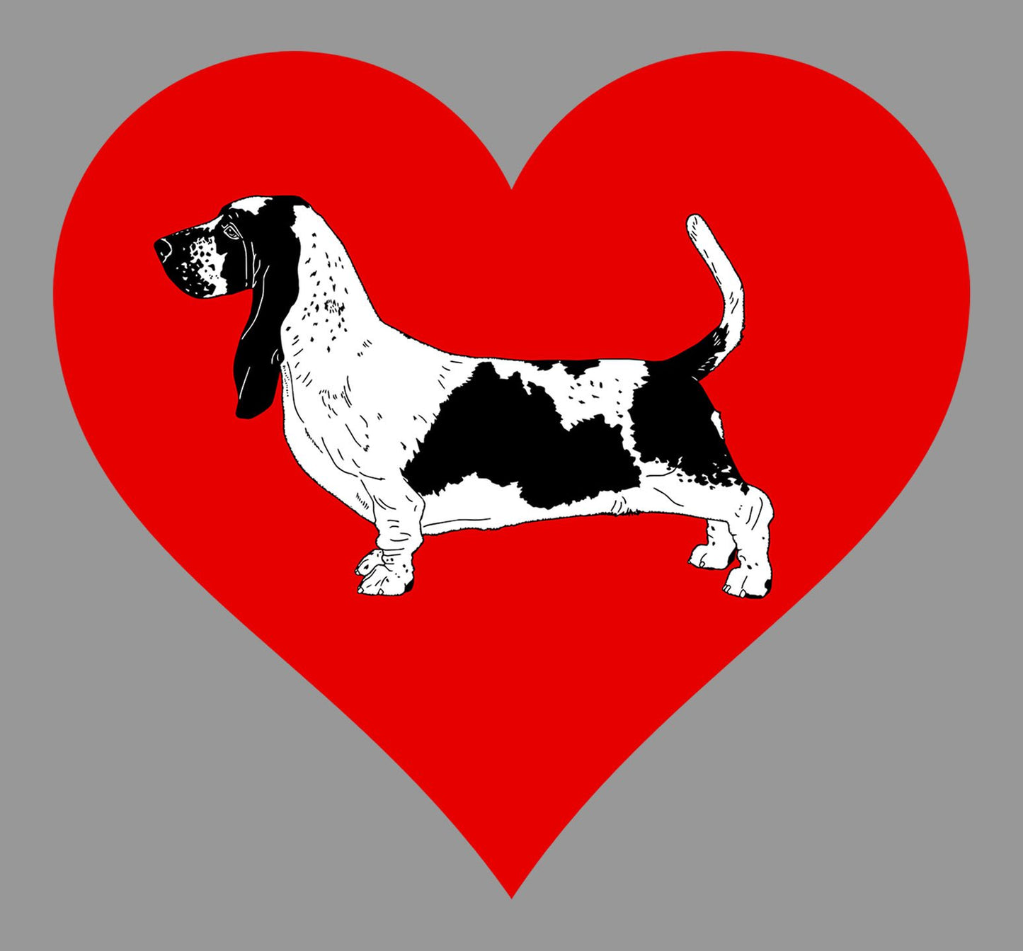 Basset Hound on Heart Left Chest - Women's Full-Zip Hoodie Sweatshirt