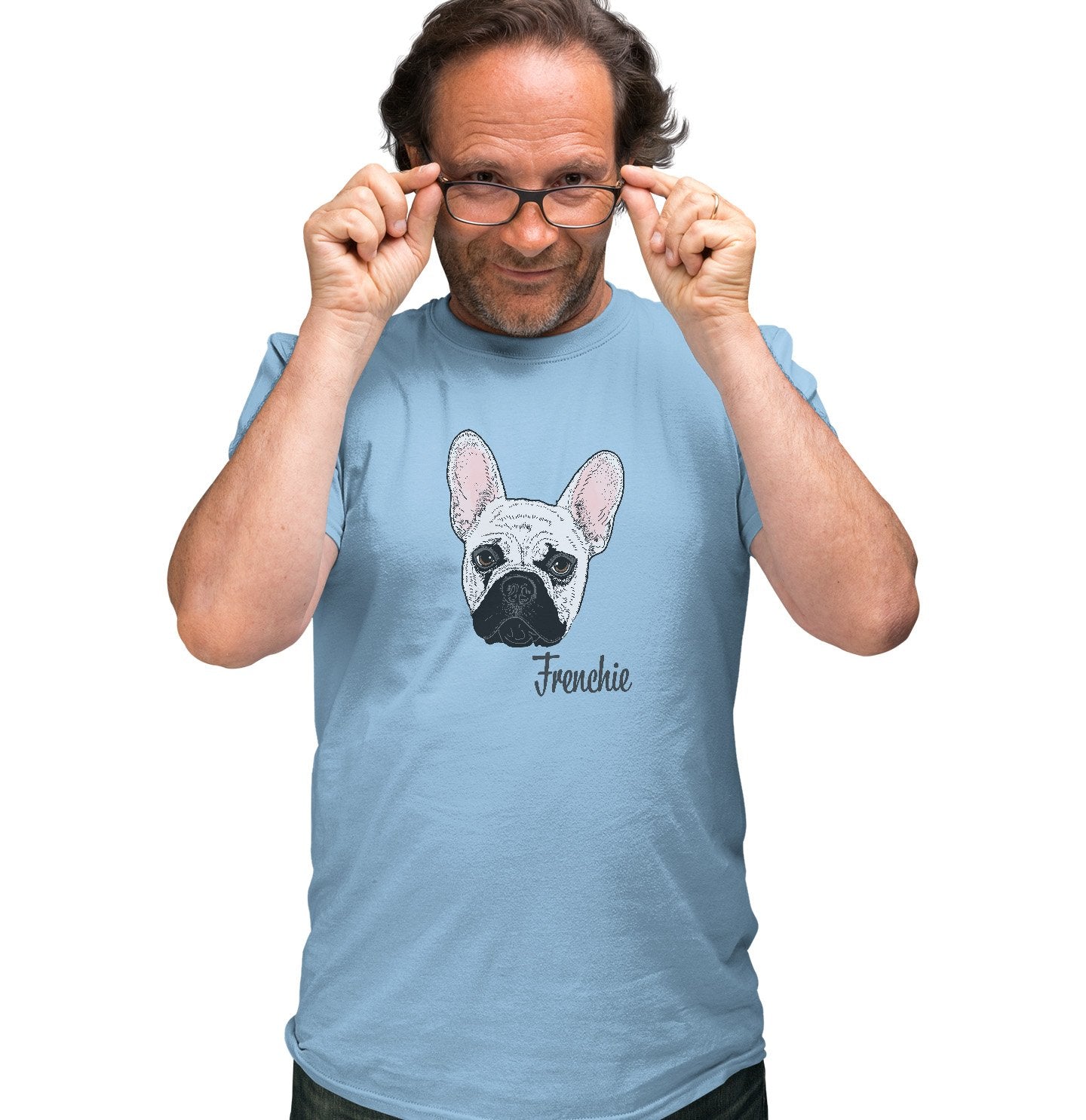 White Frenchie Headshot - Adult Unisex T-Shirt