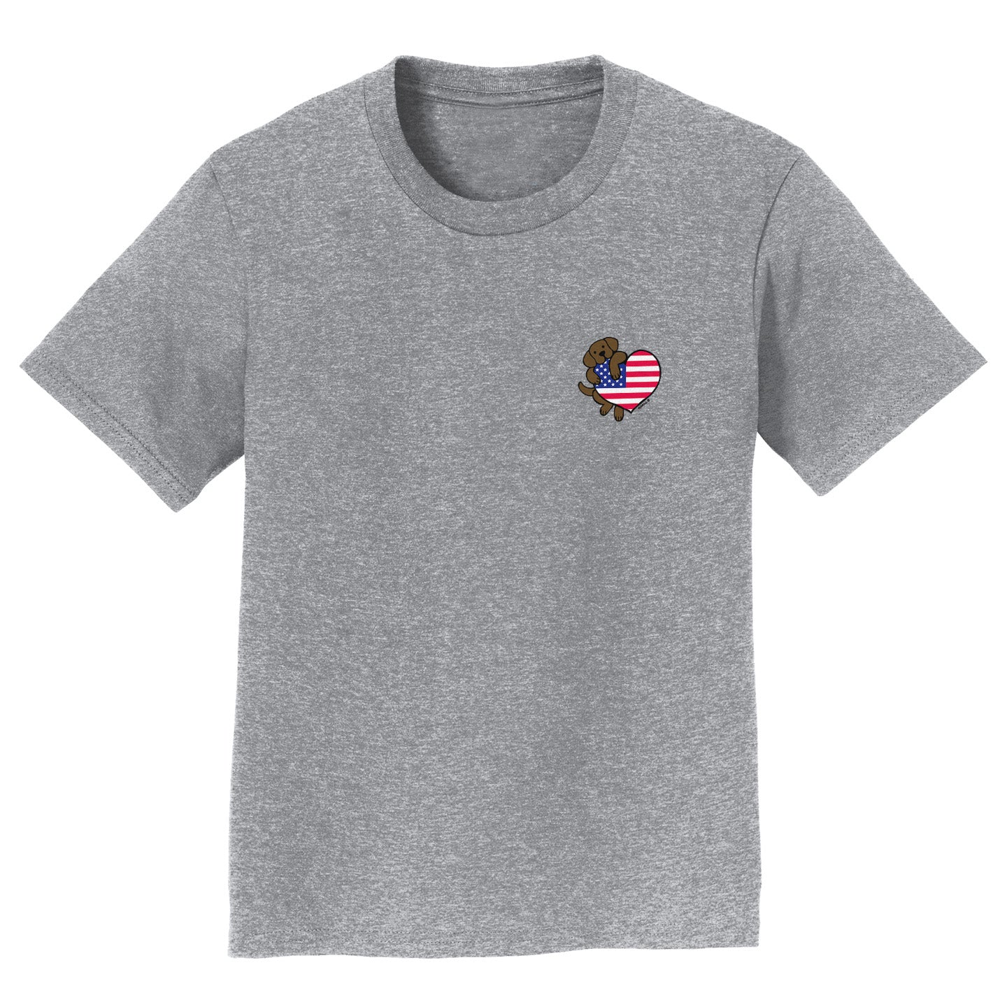 USA Flag Heart Chocolate Lab Left Chest - Kids' Unisex T-Shirt