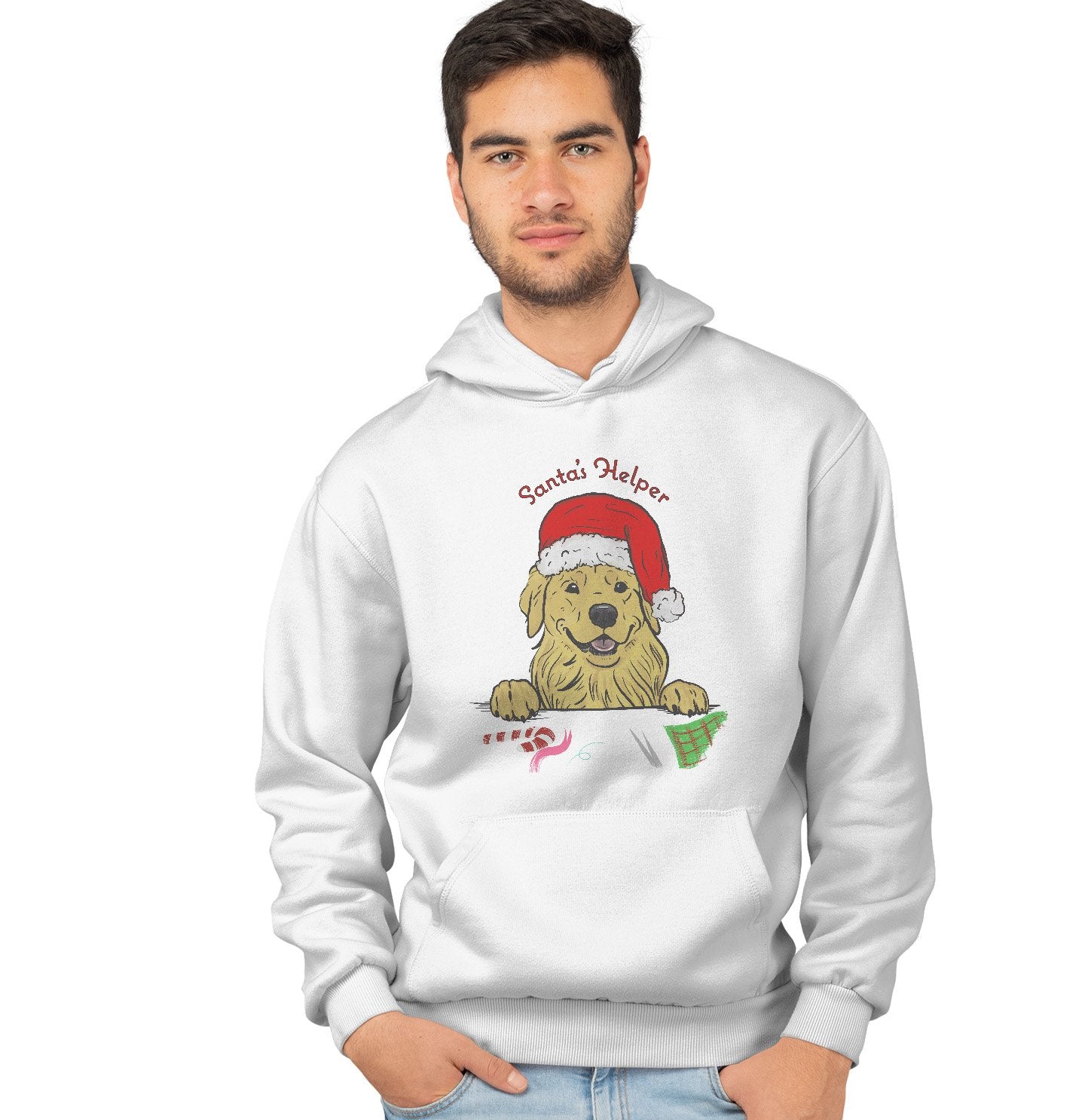 Animal Pride - Santa Helper Golden - Adult Unisex Hoodie Sweatshirt