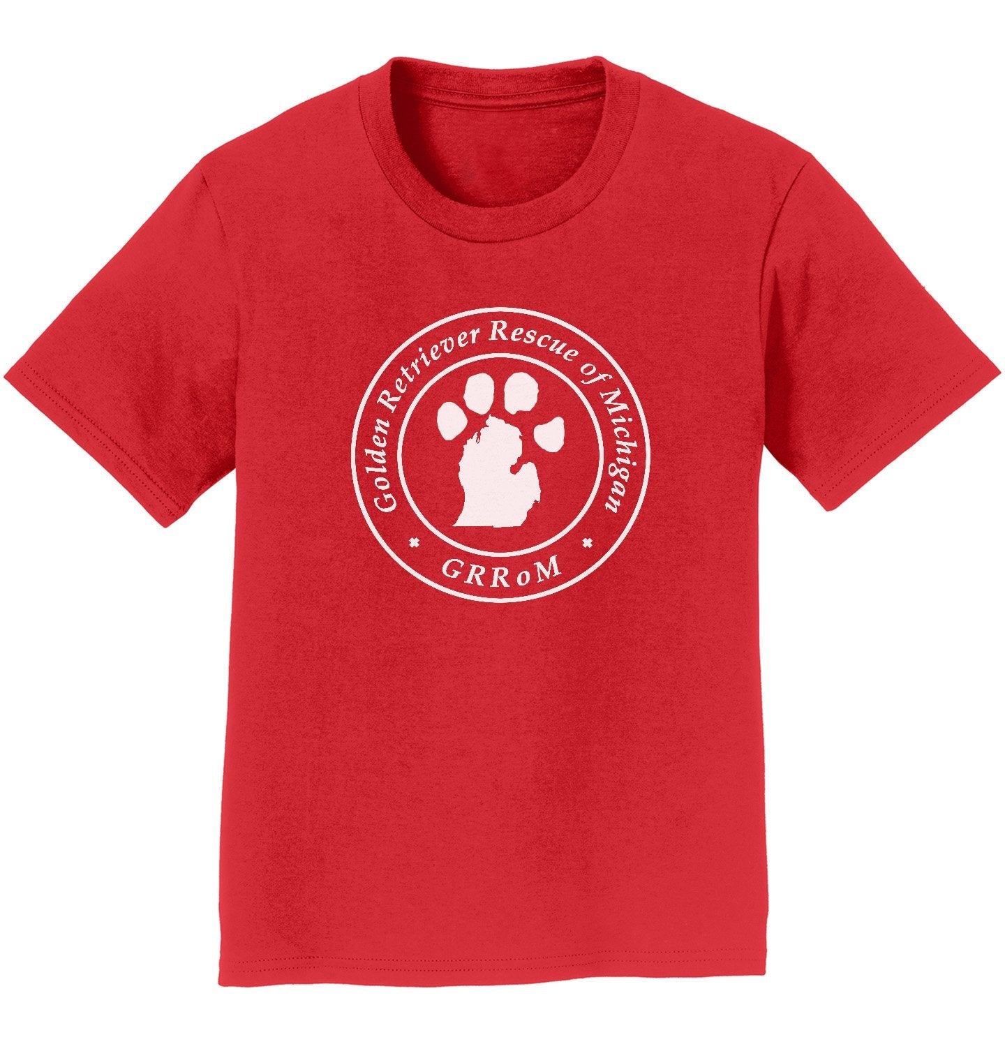 Golden Retriever Rescue of Michigan White Full Front Logo - Kids' Unisex T-Shirt