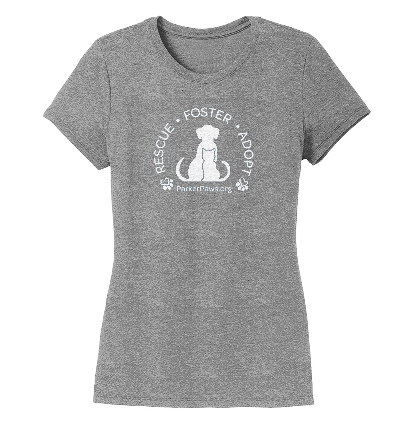 Parker Paws Logo Rescue Foster Adopt - Women's Tri-Blend T-Shirt