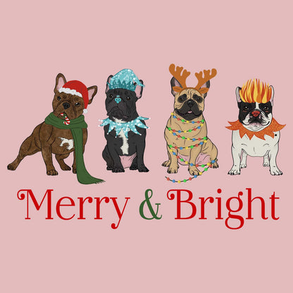 Frenchie Christmas Line Up - Women's Fitted T-Shirt