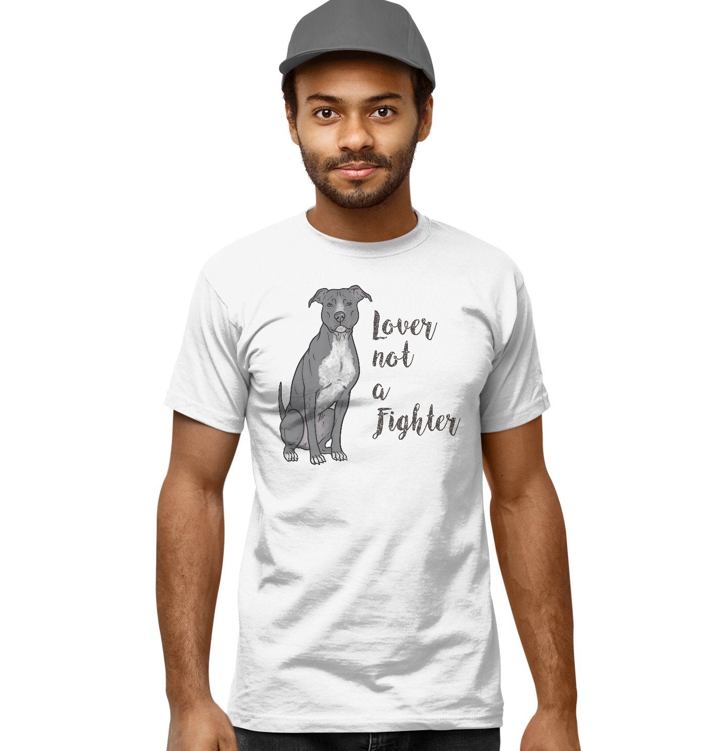 Grey Pit Bull Lover Not Fighter - Adult Unisex T-Shirt