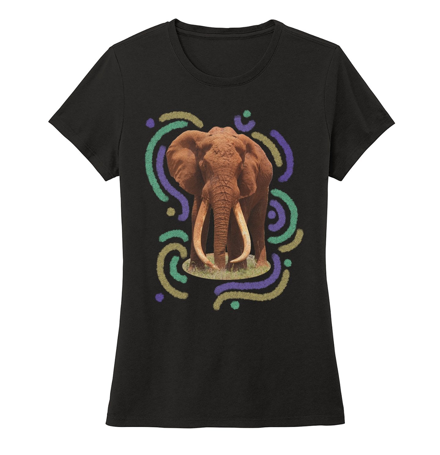 Wiggly Lines Elephant - Women's Tri-Blend T-Shirt