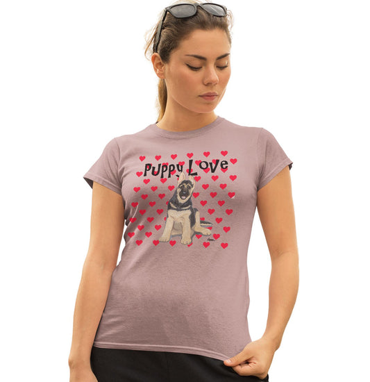 Animal Pride - German Shepherd Puppy Love - Women's Fitted T-Shirt