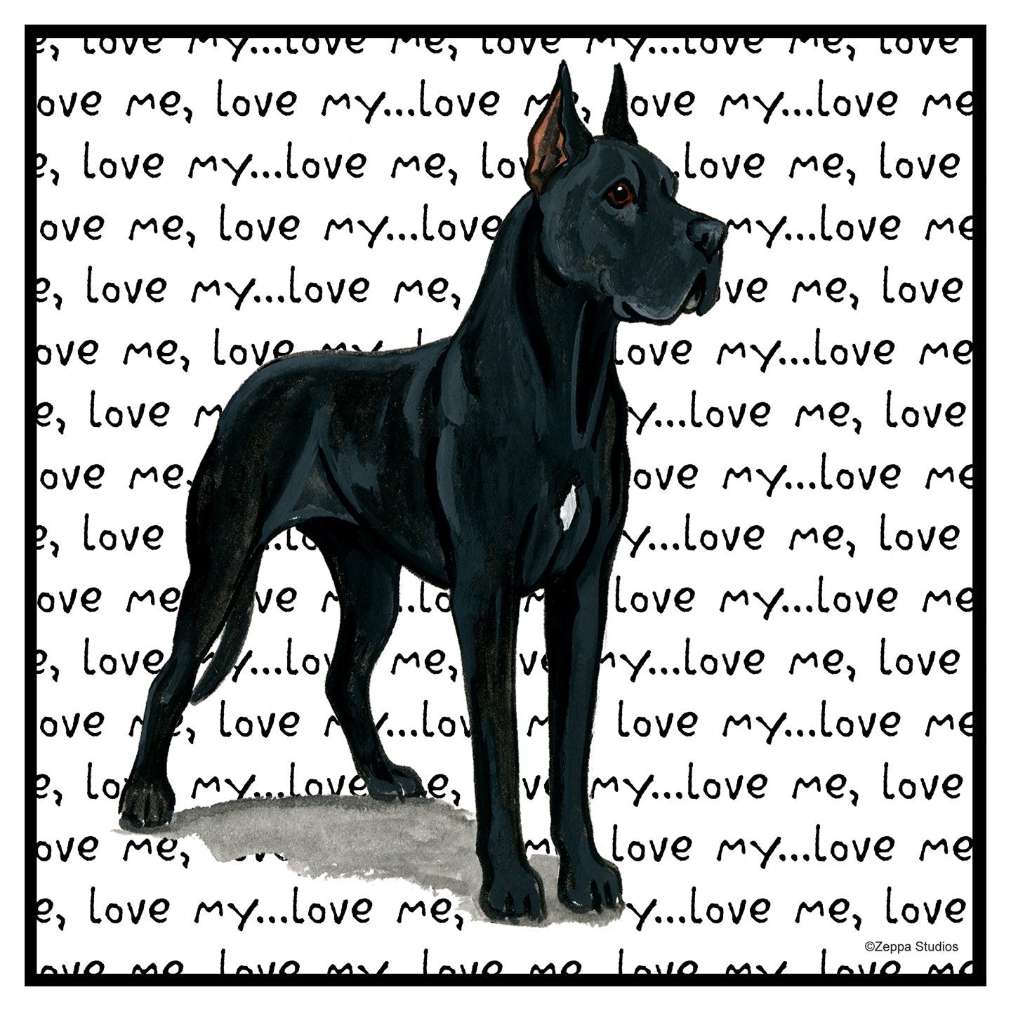 Great Dane (Cropped Ears) Love Text - Women's Fitted T-Shirt