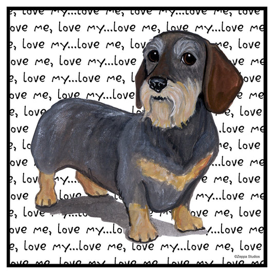 Wire Haired Dachshund Love Text - Adult Unisex Hoodie Sweatshirt