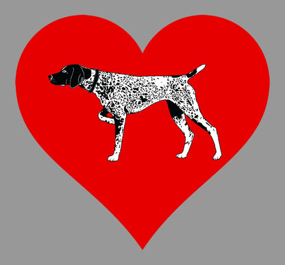 German Shorthaired Pointer on Heart Left Chest - Women's Full-Zip Hoodie Sweatshirt