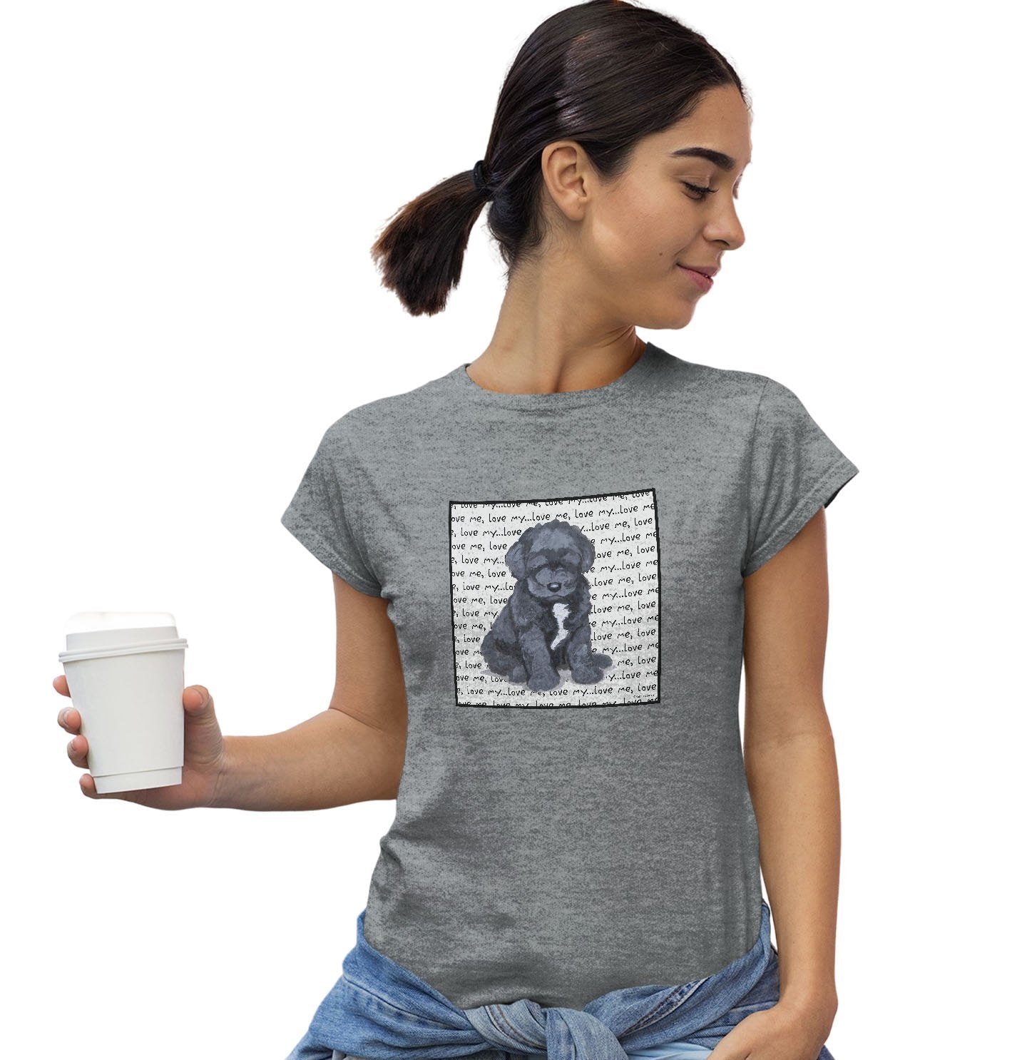 Portuguese Water Dog Puppy Love Text - Women's Fitted T-Shirt